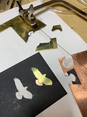 Cutting brass & copper inlay