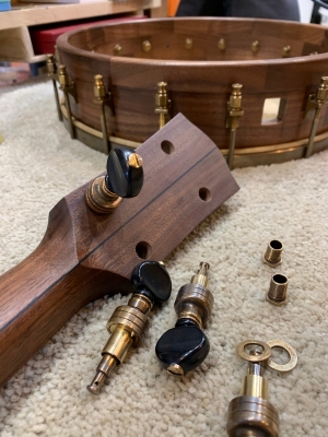 Installing tuners on a new walnut banjo